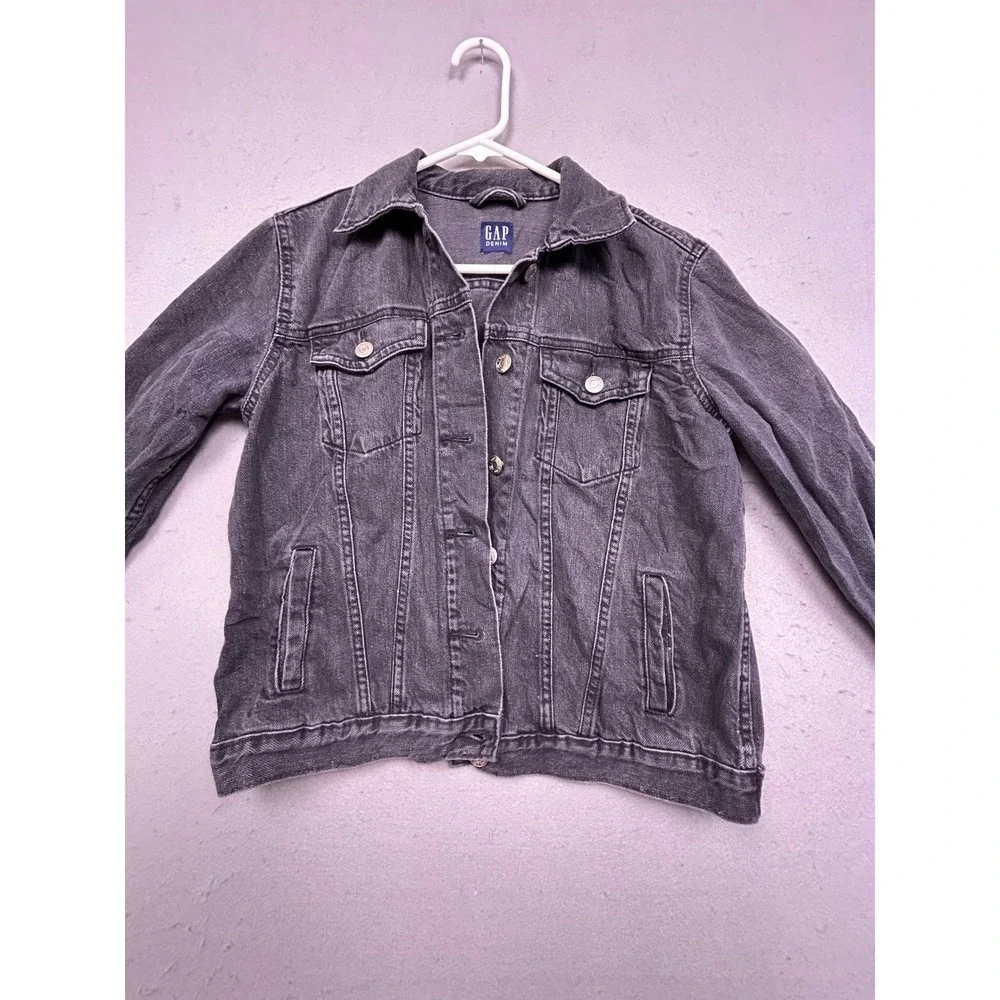 GAP Denim Jacket Cotton Faded Black XS Womens